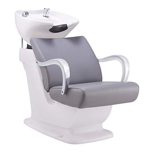 Beauty Salon Shampoo Backwash Unit Sink Station Tilting Ceramic Sink with Adjustable Seat BECKMAN