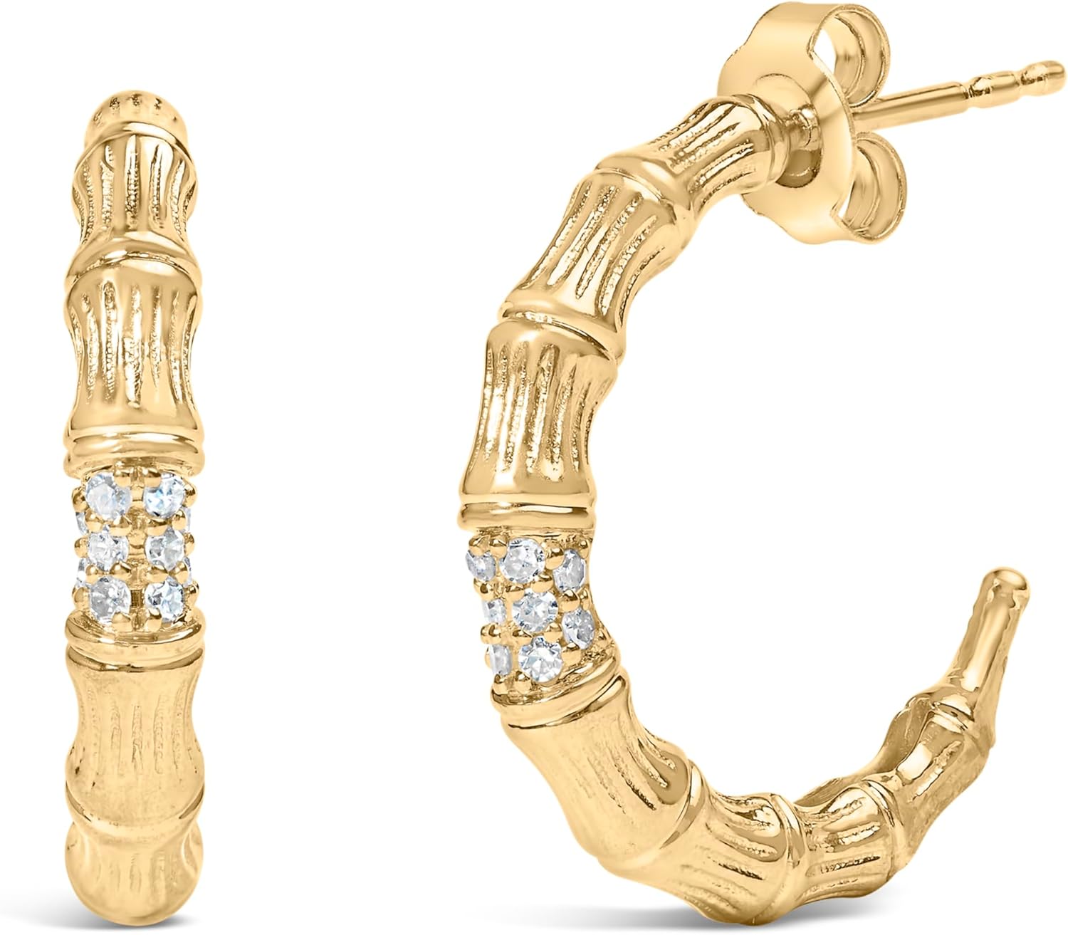 14K Yellow Gold Plated 925 Sterling Silver 16 Cttw Hammered J Hoop Earrings H I Color I1 I2 Clarity