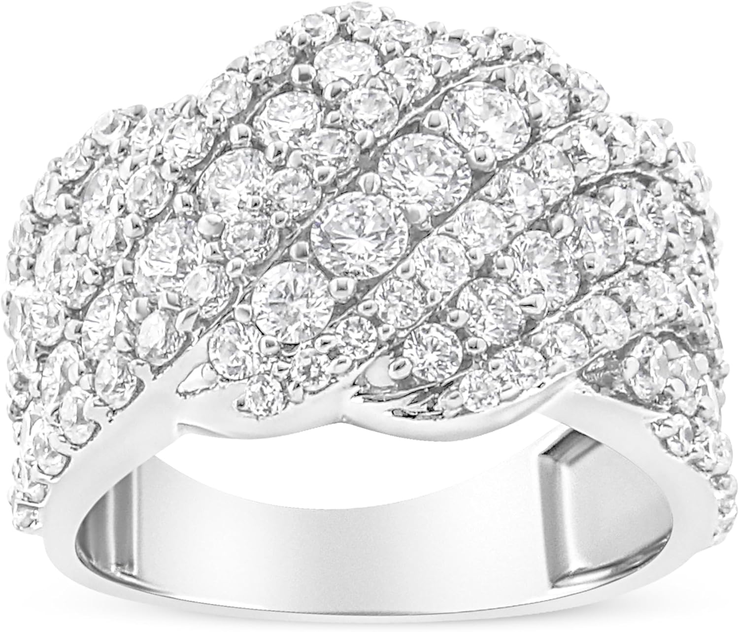 10K Gold 300 Cttw Diamond Multi Row Cluster Band Ring I J Color I3 Clarity