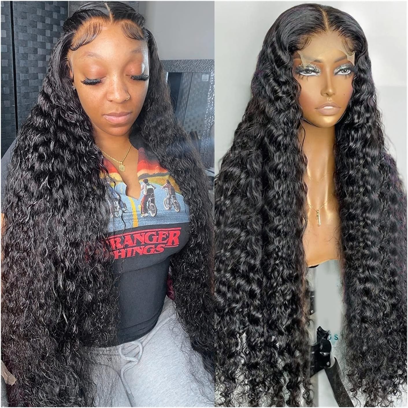 wig Water Wave Lace Front Wigs for Women Pre Plucked with Baby Hair 14-38" Long Wave Curly Human Hair Wigs Brazilian Remy Hair Wave Lace Closure Wigs Hair Replacement Wigs ( Color : 13x4 Lace Front Wi
