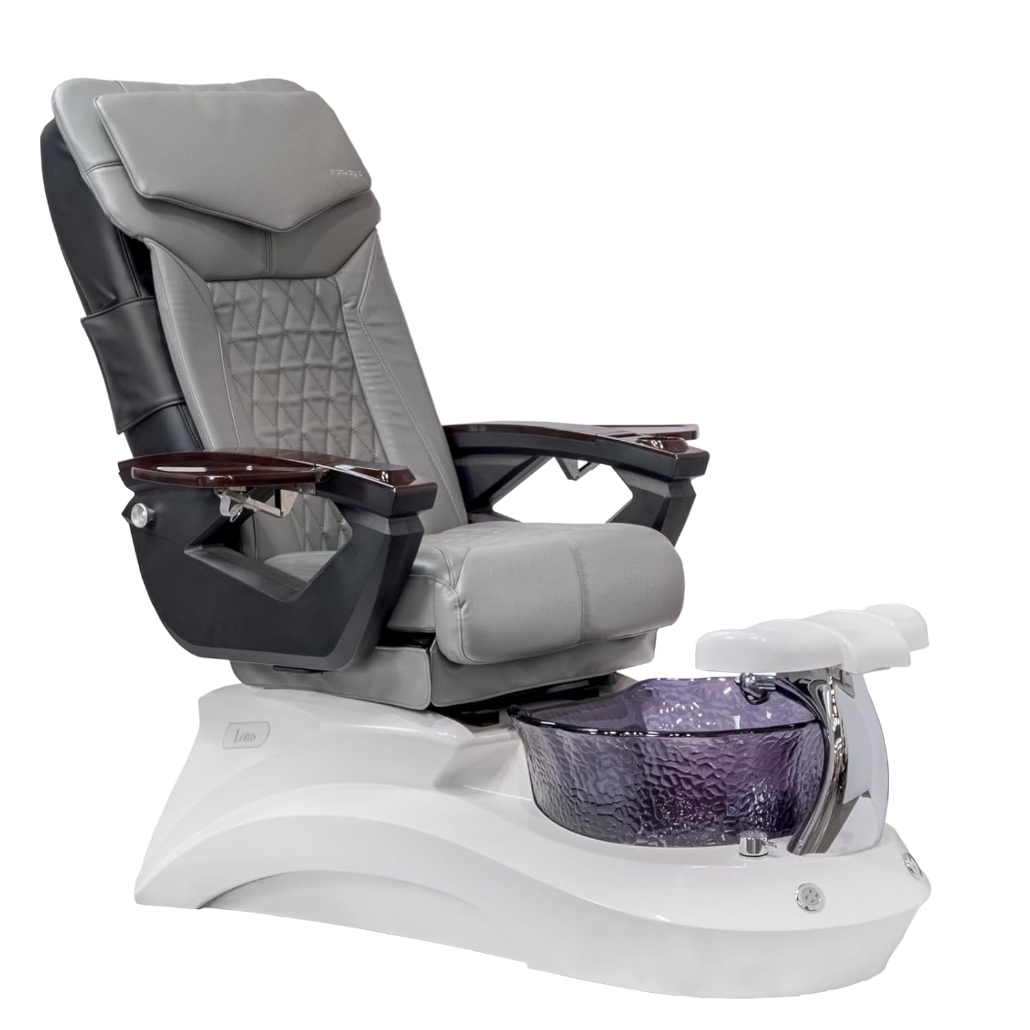 Shiatsulogic Pedicure Chair 18 LX with Discharge Pump, Pipe-Less Magnetic Jet Pedicure Spa, White/Black LotusII Tub, Storm Grey Coverset