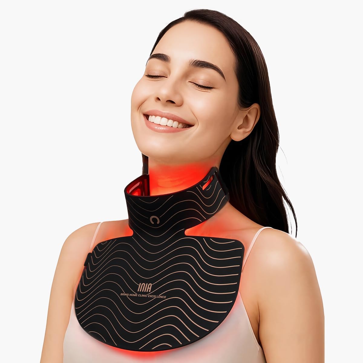 INIA Red Light Therapy Mask for Neck & Dcollet  850nm NIR + 3 Light Modes for Anti-Aging, Firming & Radiant Glow  Red Light Skincare Device with 2600mAh Rechargeable Controller, 228 LED Chips