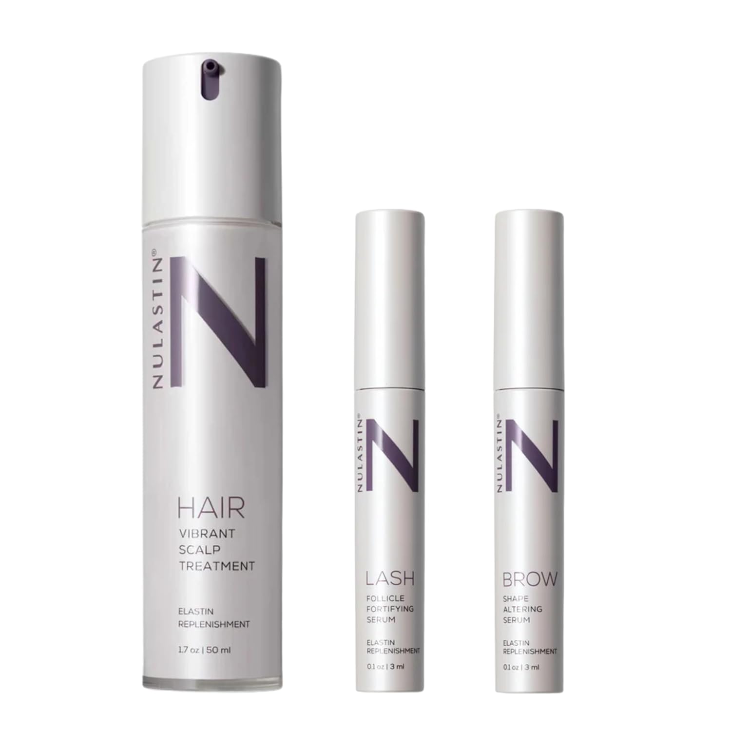 NULASTIN Complete Hair  Lash System  Eyelash  Brow Dual Serum 01 Fl Oz Each + Scalp Serum for Hair Density 17 Oz Clinically Proven to Support Fuller Hair Lashes  Brows 2 pcs