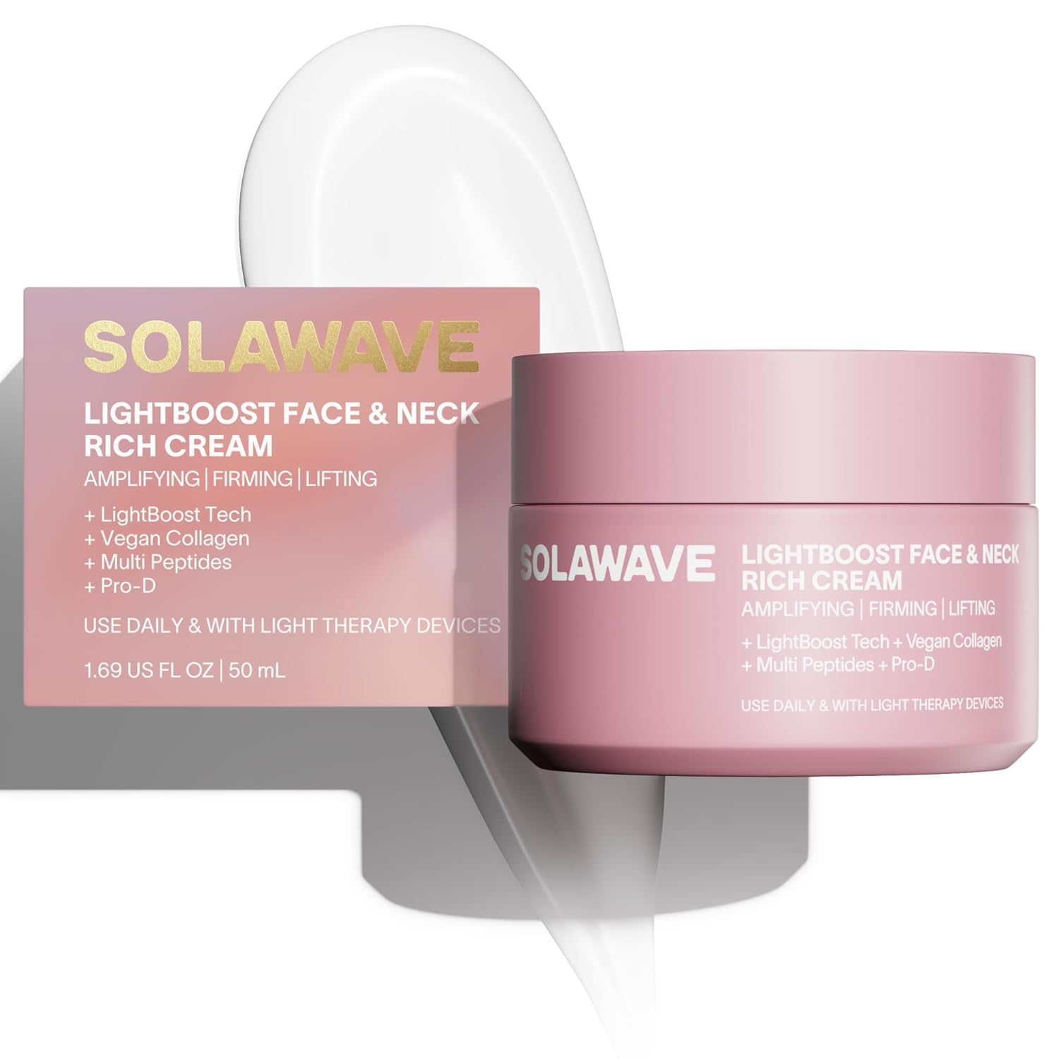 Solawave LightBoost Rich Cream for Face  Neck | Boosts Effects of Red Light Therapy | Daily Anti Aging  Skin Firming Moisturizer | Reduces Appearance of Fine Lines  Wrinkles Increases Hydration