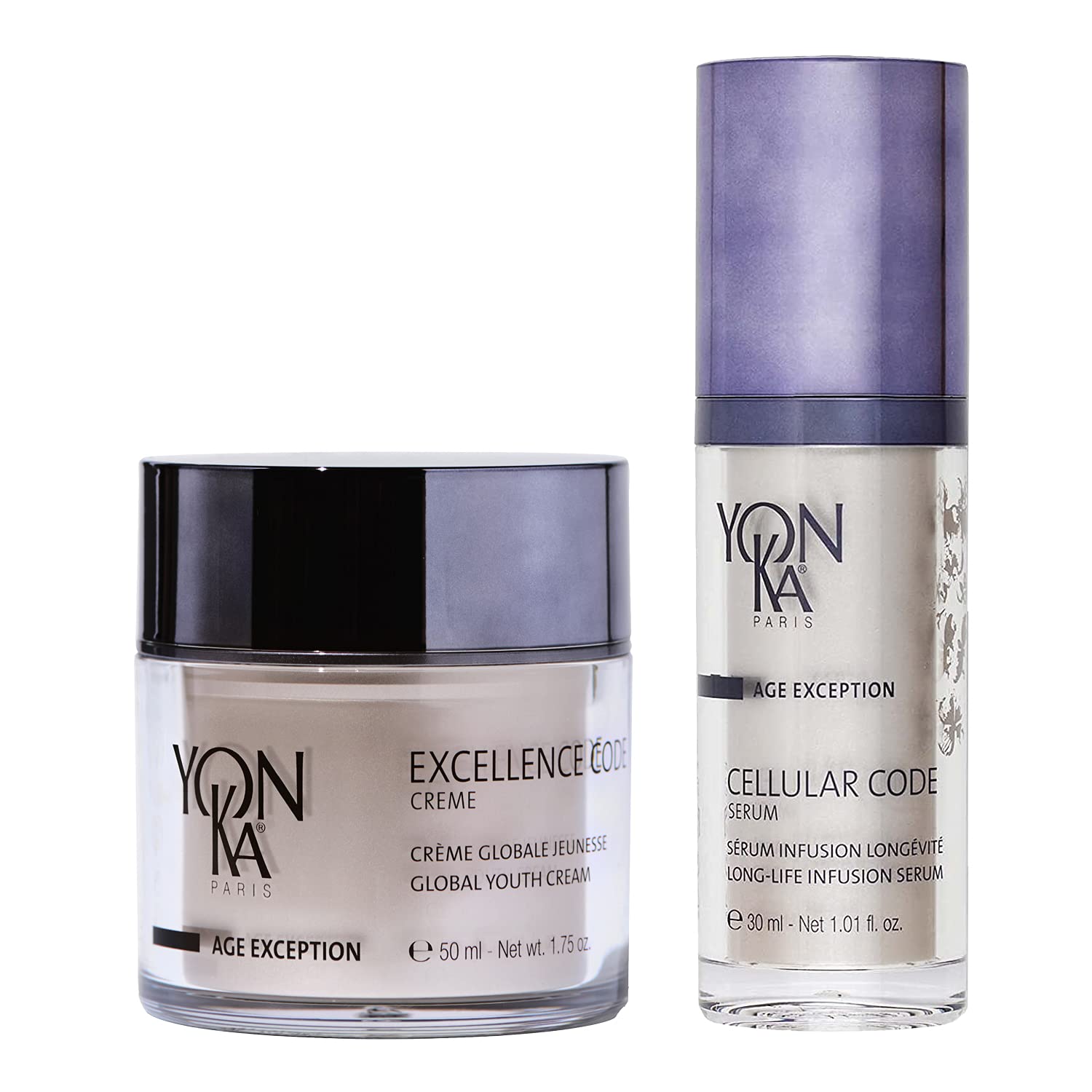 Yon Ka Age Exception Excellence Code Creme Cellular Code Serum Set Specialized Anti Aging Cream Face Serum to Firm Skin and Soften Appearance of Wrinkles