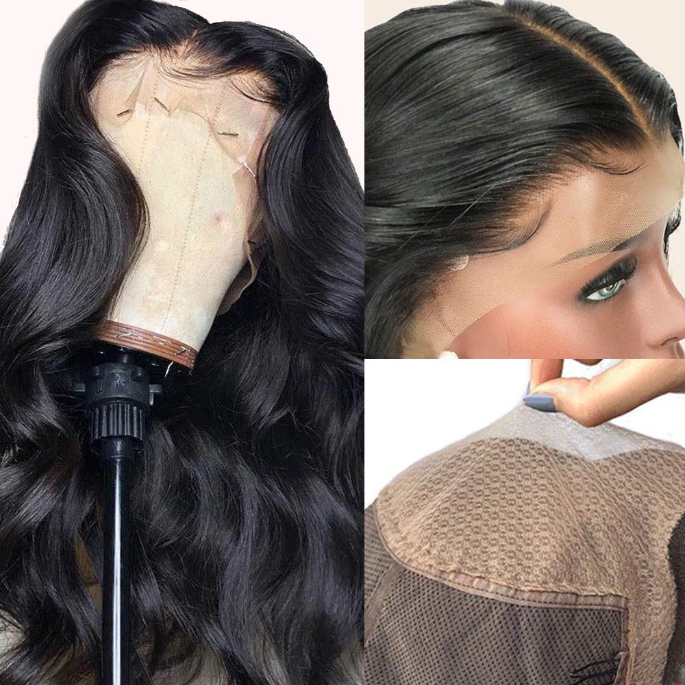 Wig Fake Scalp Wig Lace Front Human Hair Wigs Body Wave Natural Hairline Invisible Remy Pre Plucked Bleached Knots For Black Women 18 Inch