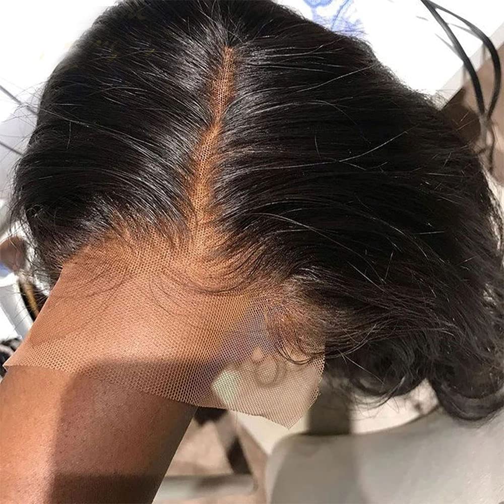 13x6 Lace Front Wig Pre Plucked Natural Color Straight Transparent 13x6 Lace Frontal 150% Density Transparent Lace Wig With Baby Hair Brazilian Real Human Hair Wigs (16inches)