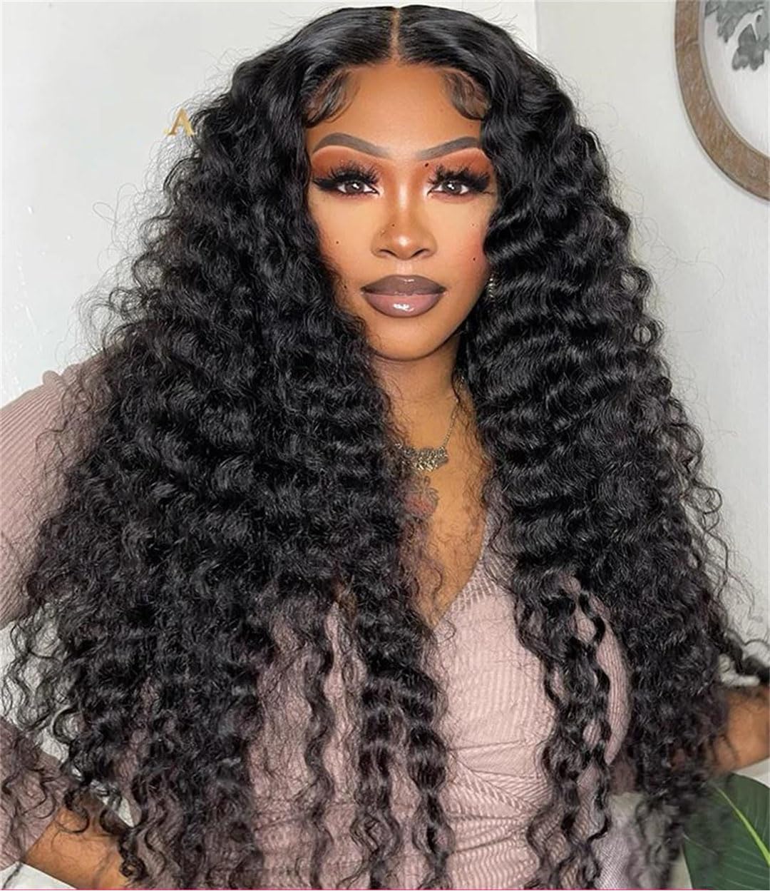 Women's Deep Wave Lace Front Wig Hd Lace Frontal Curly Human Hair Wigs 250 Density 42in#4x4
