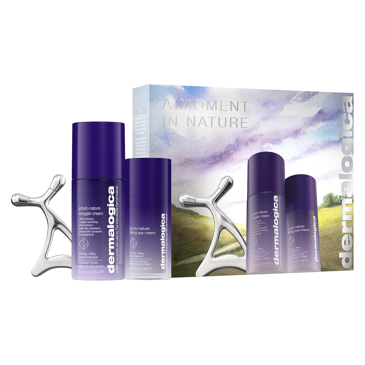 Dermalogica A Moment in Nature  Face Cream + Eye Cream Duo Set with Gua Sha Skin Roller, Reduce the Appearance of Skin Aging, 1.7 + 0.5 Fl Oz